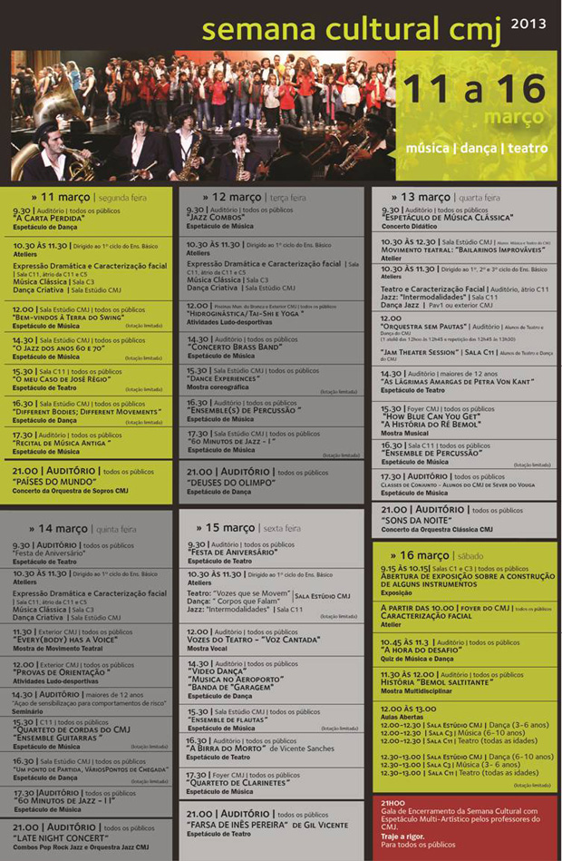 Semana Cultural do CMJ (11-16 março)