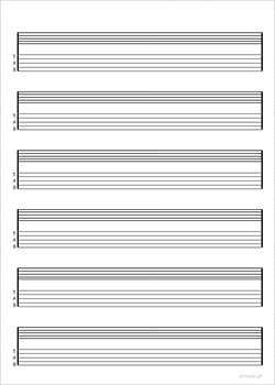 Folha de Pautas e Tablaturas em Branco, 5 Cordas